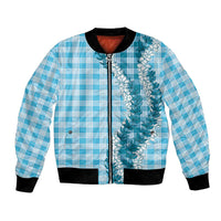 Blue Hawaii Palaka Bomber Jacket Hawaiian Honohono Lei LT05 Unisex Blue - Polynesian Pride