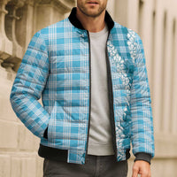 Blue Hawaii Palaka Bomber Puffer Jacket Hawaiian Honohono Lei LT05 - Polynesian Pride