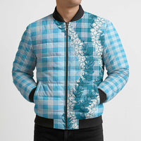 Blue Hawaii Palaka Bomber Puffer Jacket Hawaiian Honohono Lei LT05 - Polynesian Pride
