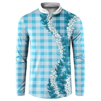 Blue Hawaii Palaka Button Sweatshirt Hawaiian Honohono Lei LT05 Blue - Polynesian Pride