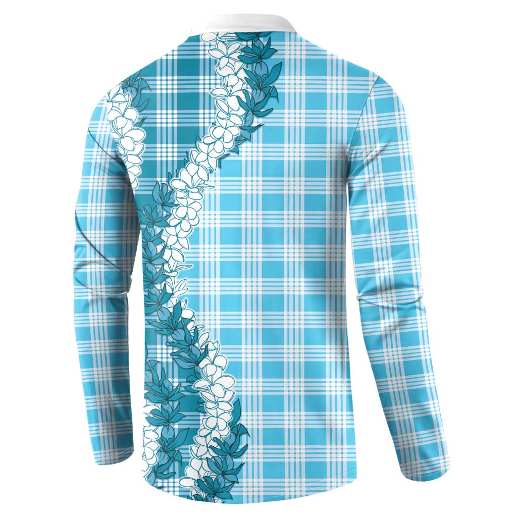 Blue Hawaii Palaka Button Sweatshirt Hawaiian Honohono Lei LT05 - Polynesian Pride