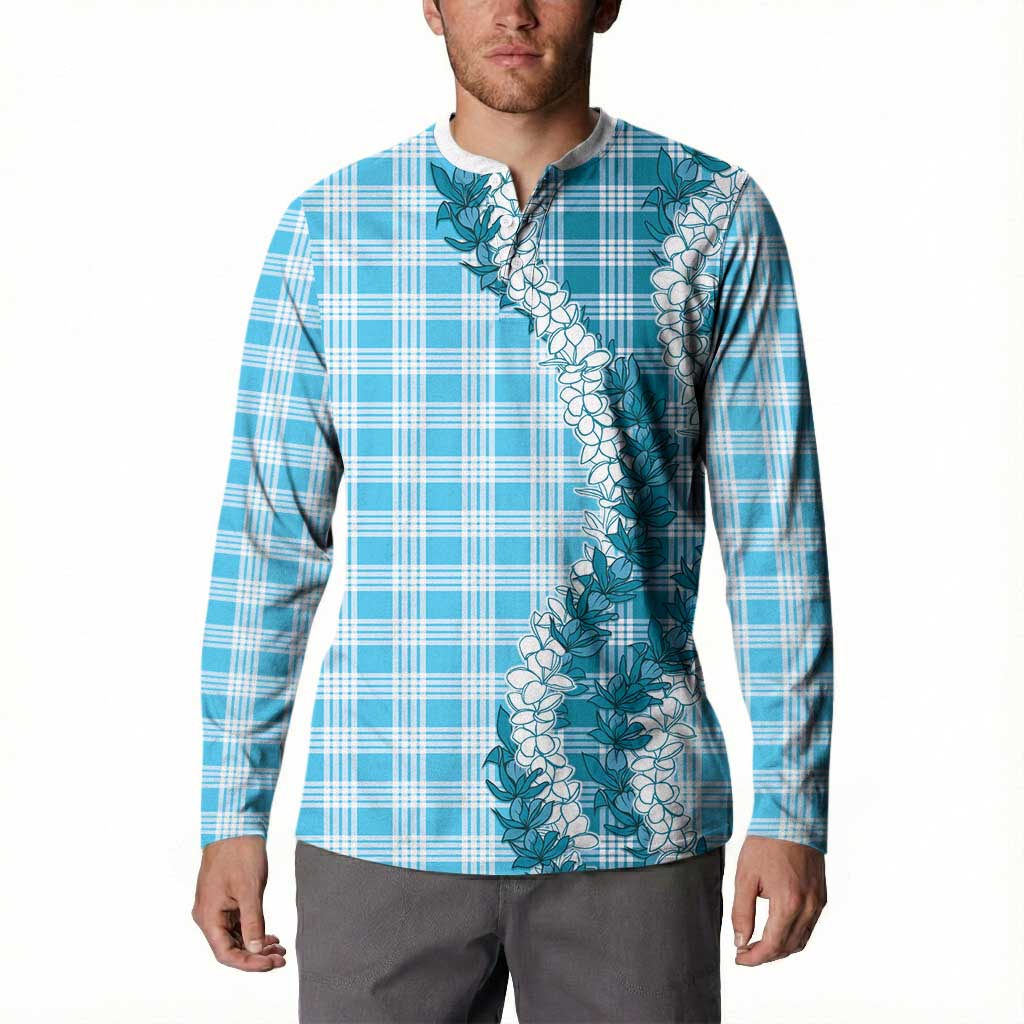 Blue Hawaii Palaka Button Sweatshirt Hawaiian Honohono Lei LT05 - Polynesian Pride