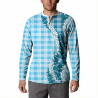 Blue Hawaii Palaka Button Sweatshirt Hawaiian Honohono Lei LT05 - Polynesian Pride