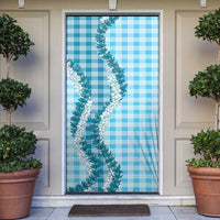 Blue Hawaii Palaka Door Cover Hawaiian Honohono Lei