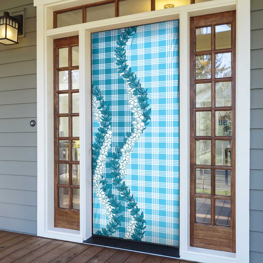 Blue Hawaii Palaka Door Cover Hawaiian Honohono Lei