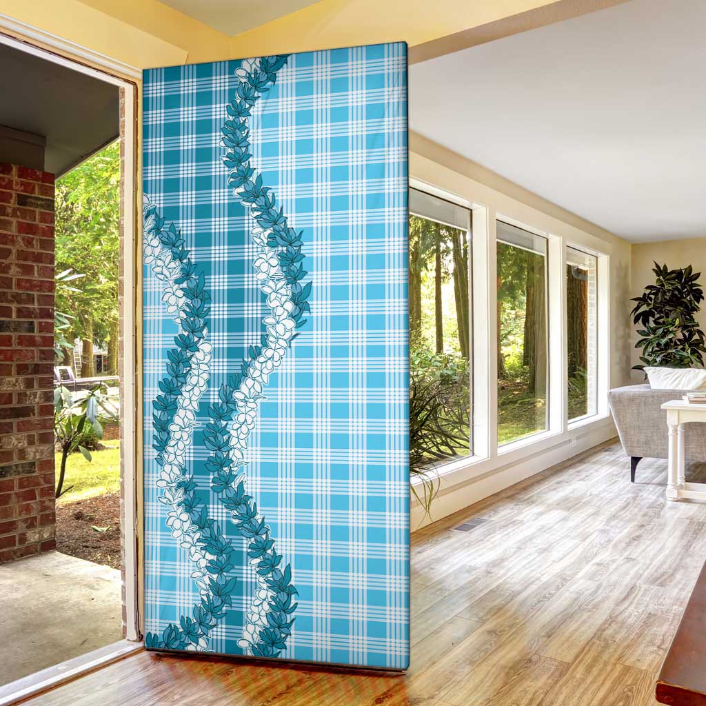 Blue Hawaii Palaka Door Cover Hawaiian Honohono Lei