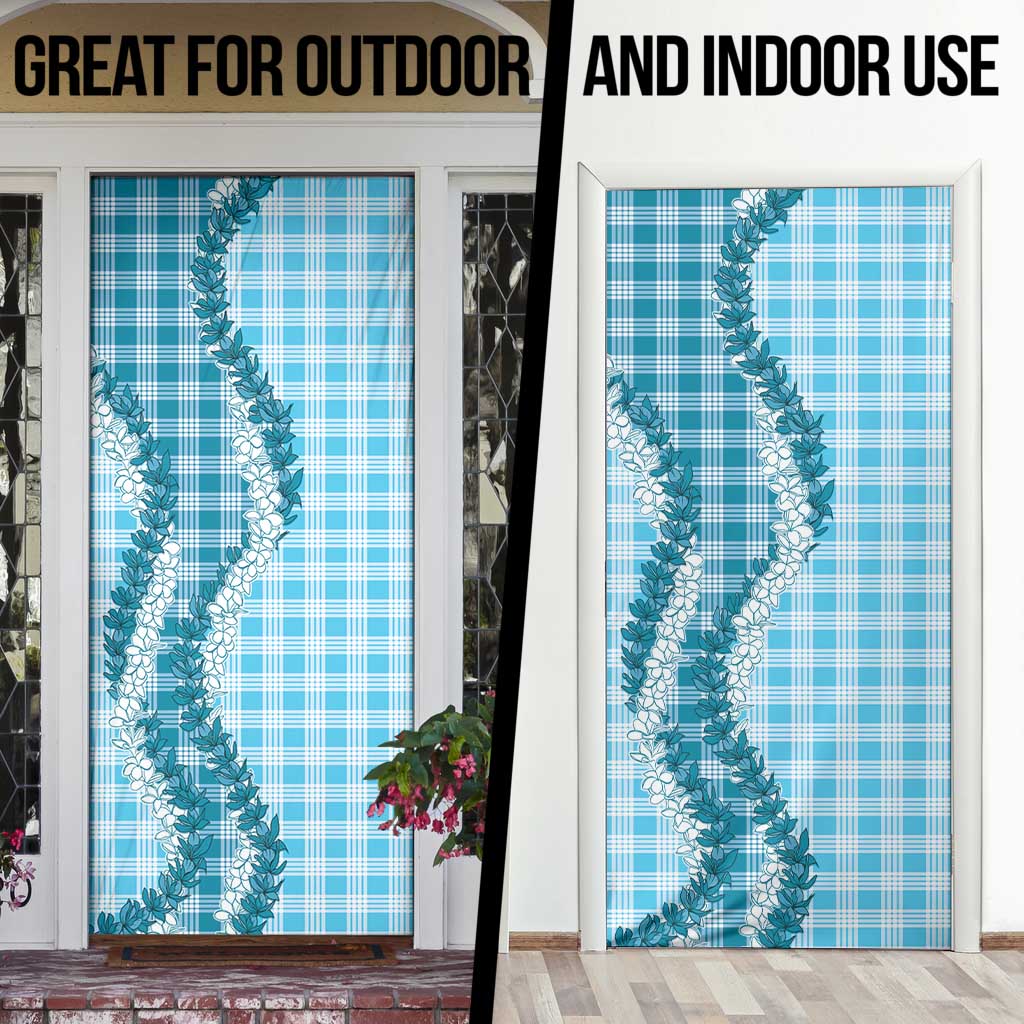 Blue Hawaii Palaka Door Cover Hawaiian Honohono Lei