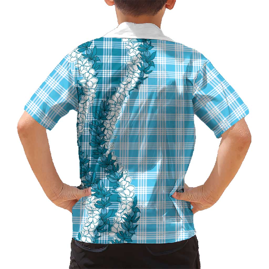 Blue Hawaii Palaka Family Matching Mermaid Dress and Hawaiian Shirt Hawaiian Honohono Lei