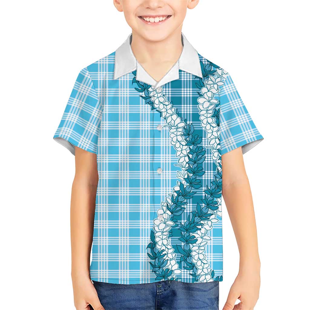 Blue Hawaii Palaka Family Matching Mermaid Dress and Hawaiian Shirt Hawaiian Honohono Lei