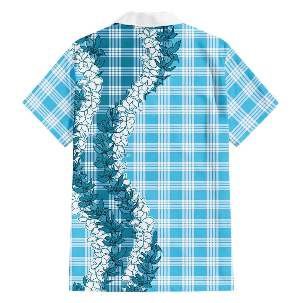 Blue Hawaii Palaka Family Matching Puletasi and Hawaiian Shirt Hawaiian Honohono Lei