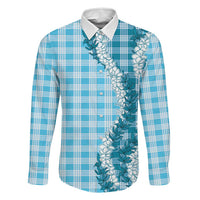 Blue Hawaii Palaka Family Matching Tank Maxi Dress and Hawaiian Shirt Hawaiian Honohono Lei