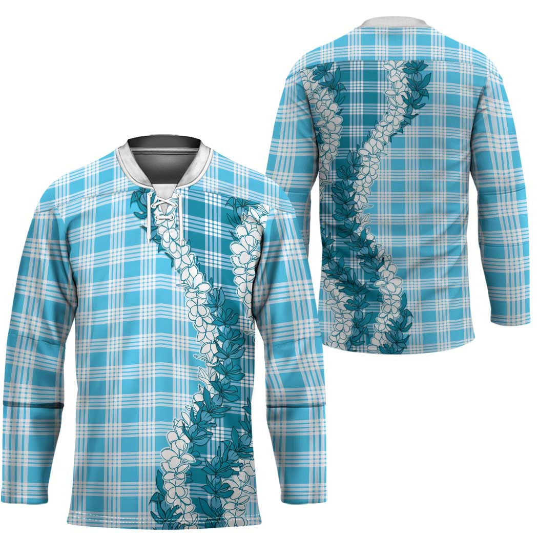 Blue Hawaii Palaka Hockey Jersey Hawaiian Honohono Lei LT05 - Polynesian Pride