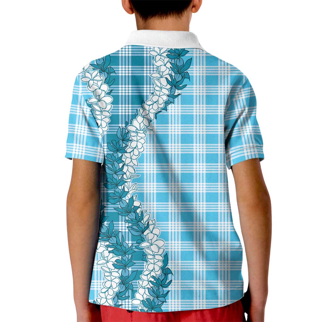 Blue Hawaii Palaka Kid Polo Shirt Hawaiian Honohono Lei LT05 - Polynesian Pride
