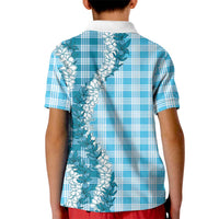 Blue Hawaii Palaka Kid Polo Shirt Hawaiian Honohono Lei LT05 - Polynesian Pride