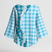 Blue Hawaii Palaka Kimono Sleeve Blouse Hawaiian Honohono Lei LT05 - Polynesian Pride
