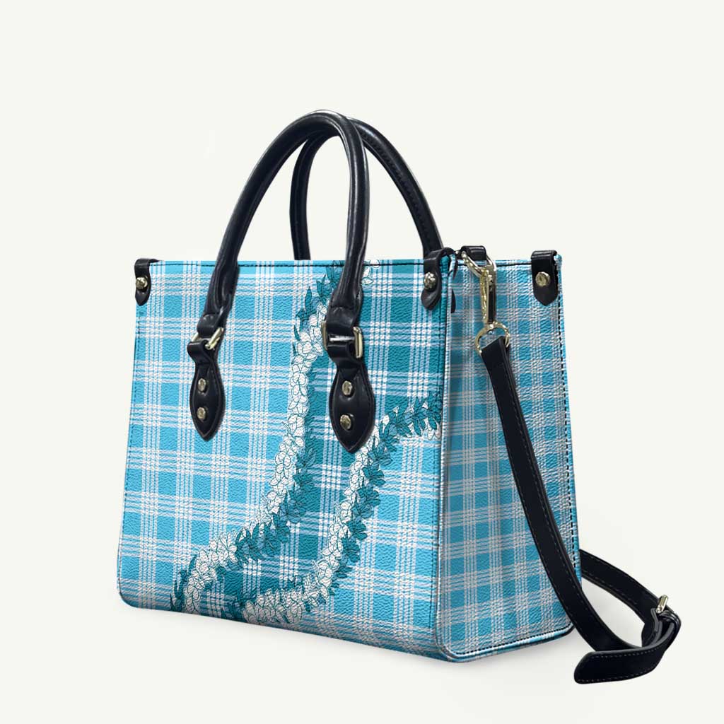 Blue Hawaii Palaka Leather Bag Hawaiian Honohono Lei LT05 Blue - Polynesian Pride