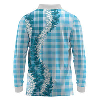 Blue Hawaii Palaka Long Sleeve Polo Shirt Hawaiian Honohono Lei LT05 - Polynesian Pride