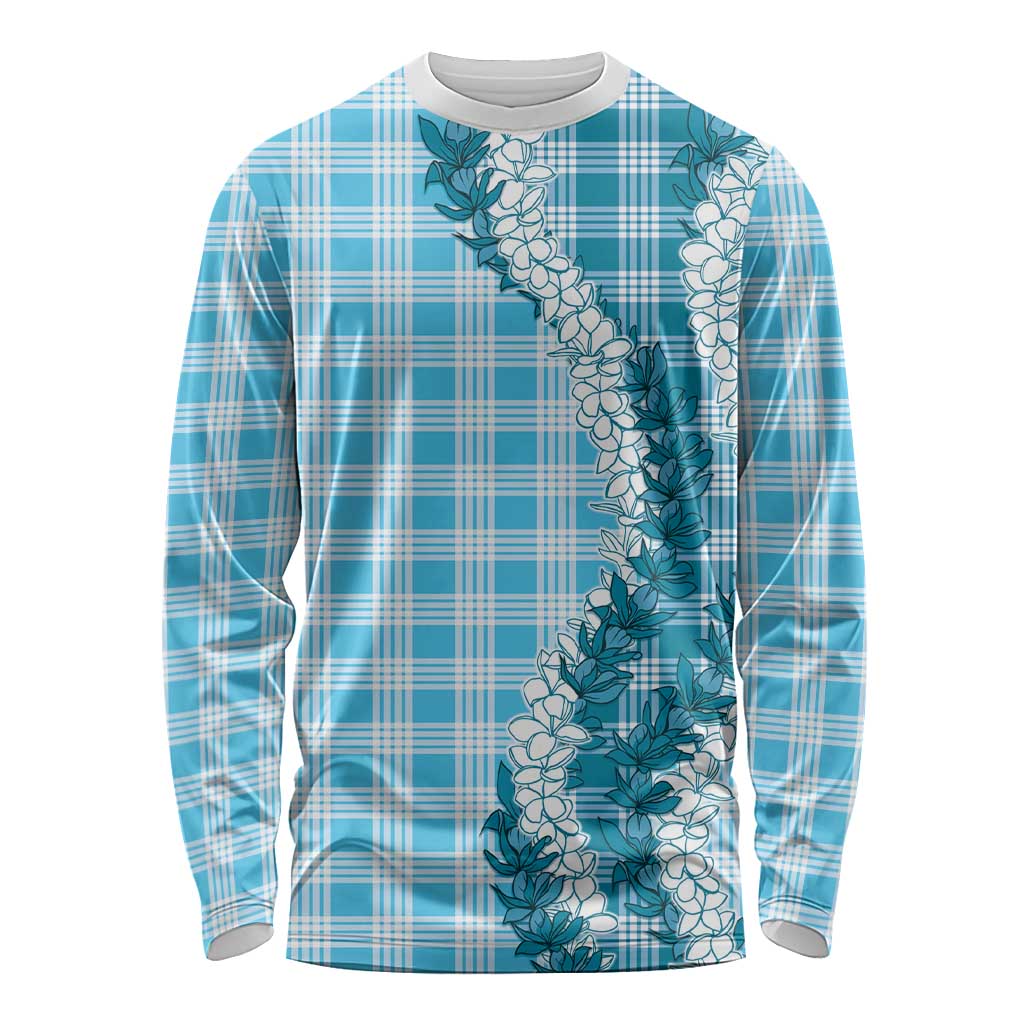 Blue Hawaii Palaka Long Sleeve Shirt Hawaiian Honohono Lei LT05 Unisex Blue - Polynesian Pride