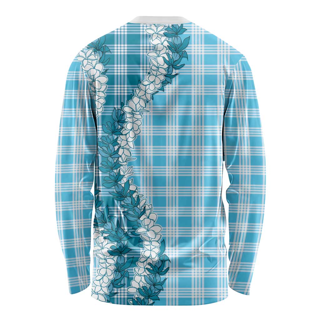 Blue Hawaii Palaka Long Sleeve Shirt Hawaiian Honohono Lei LT05 - Polynesian Pride