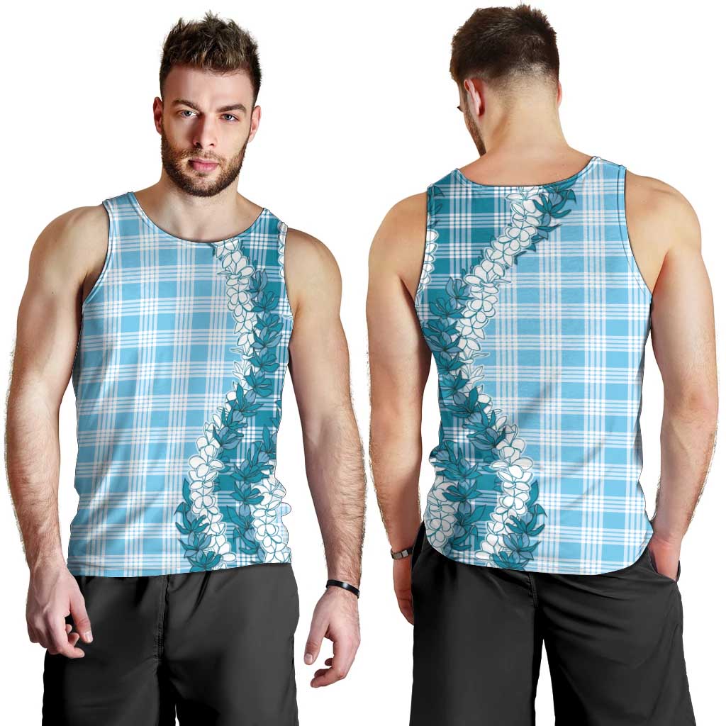 Blue Hawaii Palaka Men Tank Top Hawaiian Honohono Lei LT05 - Polynesian Pride