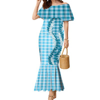 Blue Hawaii Palaka Mermaid Dress Hawaiian Honohono Lei LT05 Women Blue - Polynesian Pride
