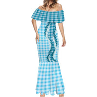 Blue Hawaii Palaka Mermaid Dress Hawaiian Honohono Lei LT05 - Polynesian Pride