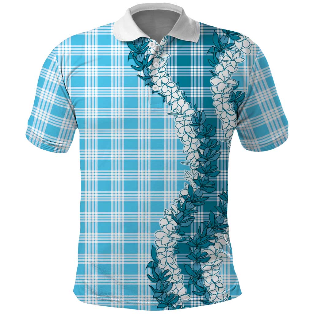 Blue Hawaii Palaka Polo Shirt Hawaiian Honohono Lei LT05 Blue - Polynesian Pride