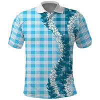 Blue Hawaii Palaka Polo Shirt Hawaiian Honohono Lei LT05 Blue - Polynesian Pride
