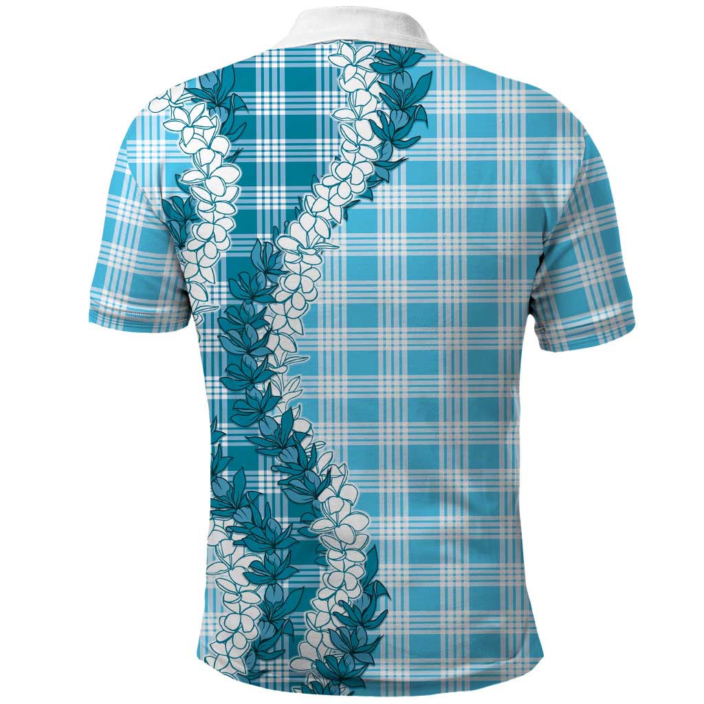 Blue Hawaii Palaka Polo Shirt Hawaiian Honohono Lei LT05 - Polynesian Pride