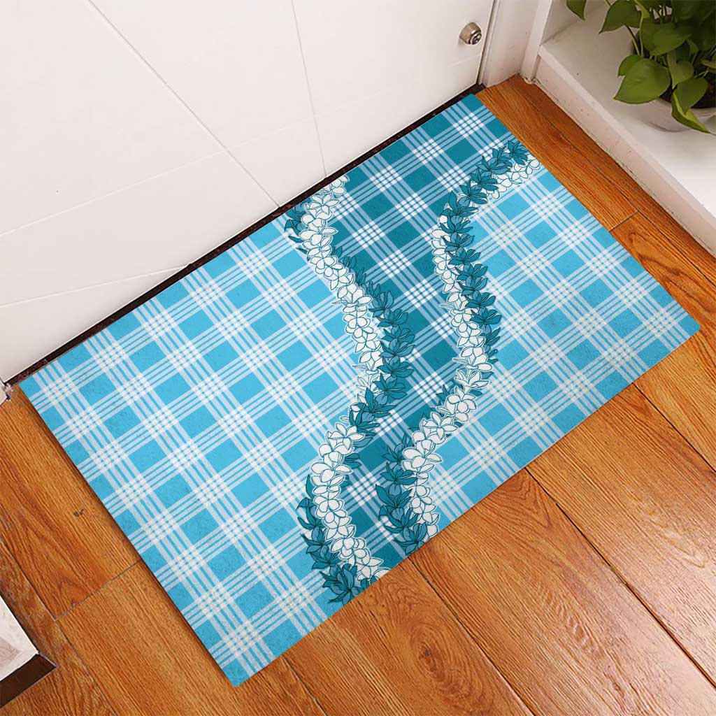 Blue Hawaii Palaka Rubber Doormat Hawaiian Honohono Lei LT05 - Polynesian Pride