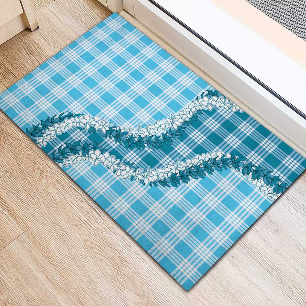 Blue Hawaii Palaka Rubber Doormat Hawaiian Honohono Lei LT05 - Polynesian Pride
