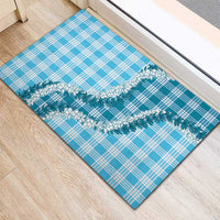 Blue Hawaii Palaka Rubber Doormat Hawaiian Honohono Lei LT05 - Polynesian Pride