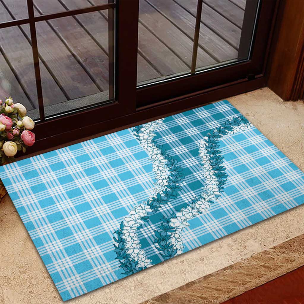 Blue Hawaii Palaka Rubber Doormat Hawaiian Honohono Lei LT05 - Polynesian Pride