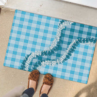 Blue Hawaii Palaka Rubber Doormat Hawaiian Honohono Lei LT05 - Polynesian Pride