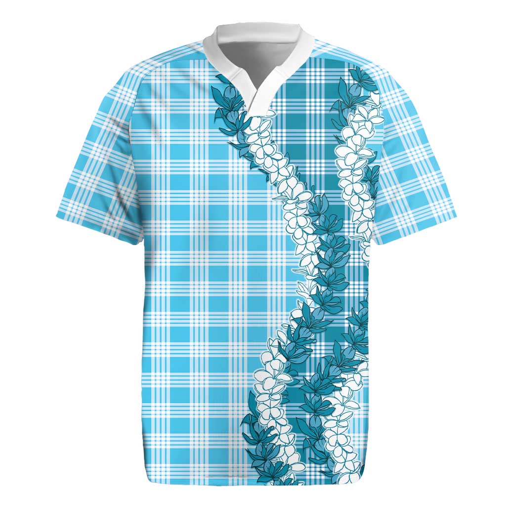 Blue Hawaii Palaka Rugby Jersey Hawaiian Honohono Lei LT05 Blue - Polynesian Pride