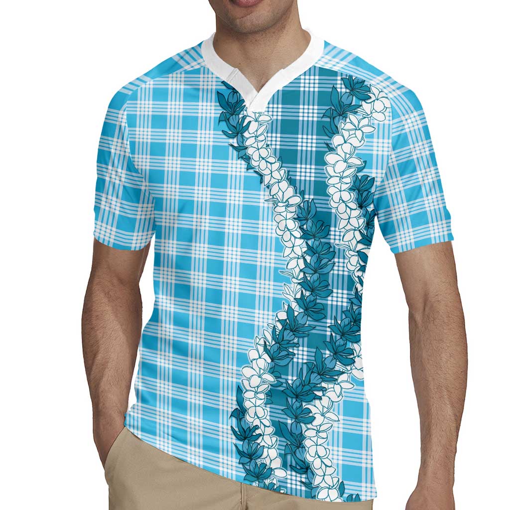 Blue Hawaii Palaka Rugby Jersey Hawaiian Honohono Lei LT05 - Polynesian Pride