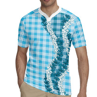 Blue Hawaii Palaka Rugby Jersey Hawaiian Honohono Lei LT05 - Polynesian Pride