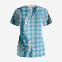 Blue Hawaii Palaka Scrub Top Hawaiian Honohono Lei LT05 - Polynesian Pride