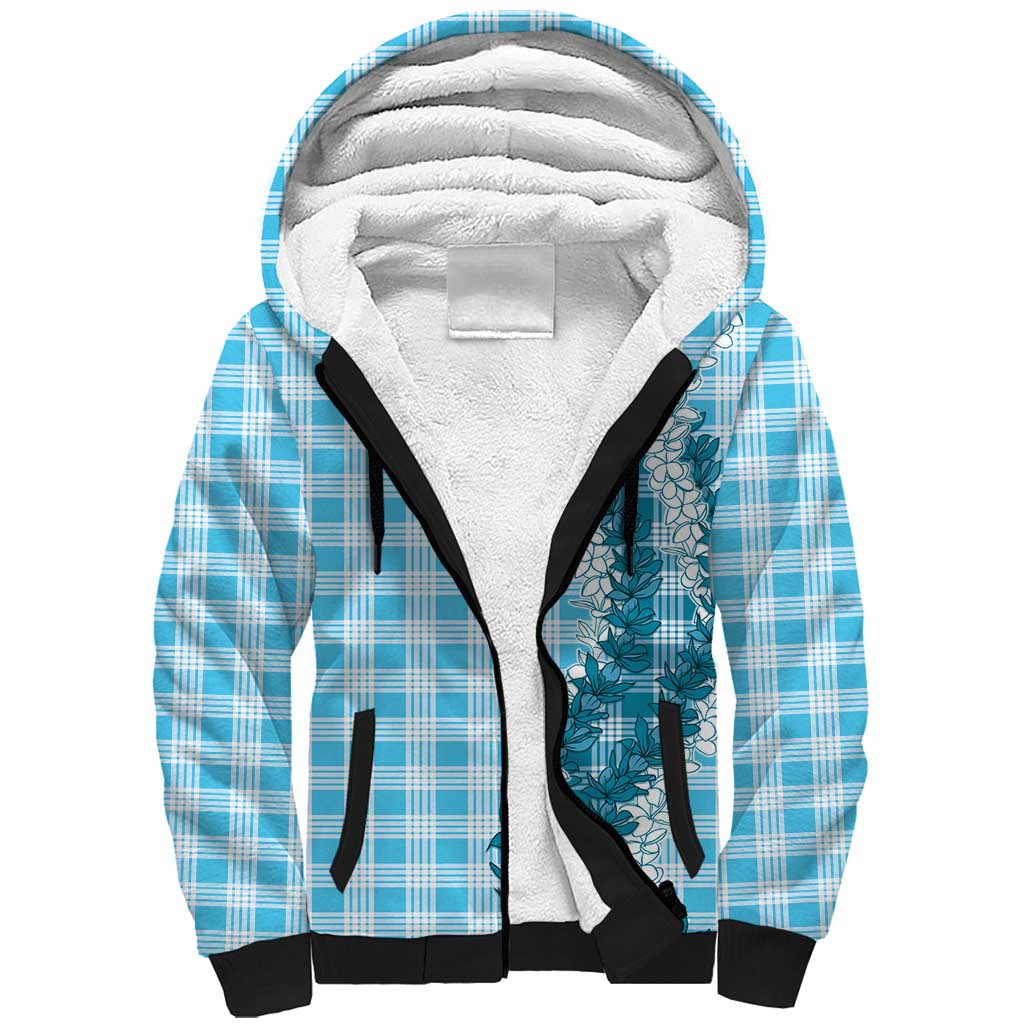 Blue Hawaii Palaka Sherpa Hoodie Hawaiian Honohono Lei LT05 Unisex Blue - Polynesian Pride
