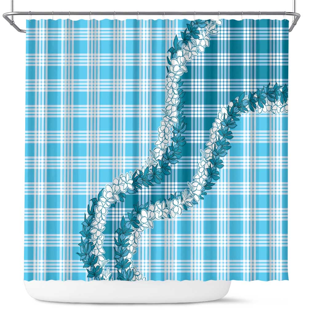 Blue Hawaii Palaka Shower Curtain Hawaiian Honohono Lei LT05 Blue - Polynesian Pride