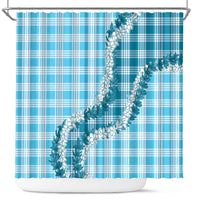 Blue Hawaii Palaka Shower Curtain Hawaiian Honohono Lei LT05 Blue - Polynesian Pride