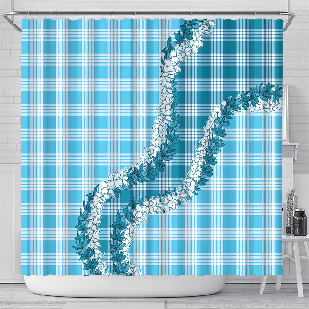 Blue Hawaii Palaka Shower Curtain Hawaiian Honohono Lei LT05 - Polynesian Pride