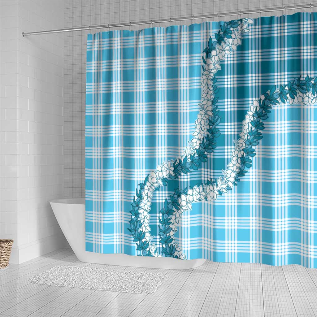 Blue Hawaii Palaka Shower Curtain Hawaiian Honohono Lei LT05 - Polynesian Pride