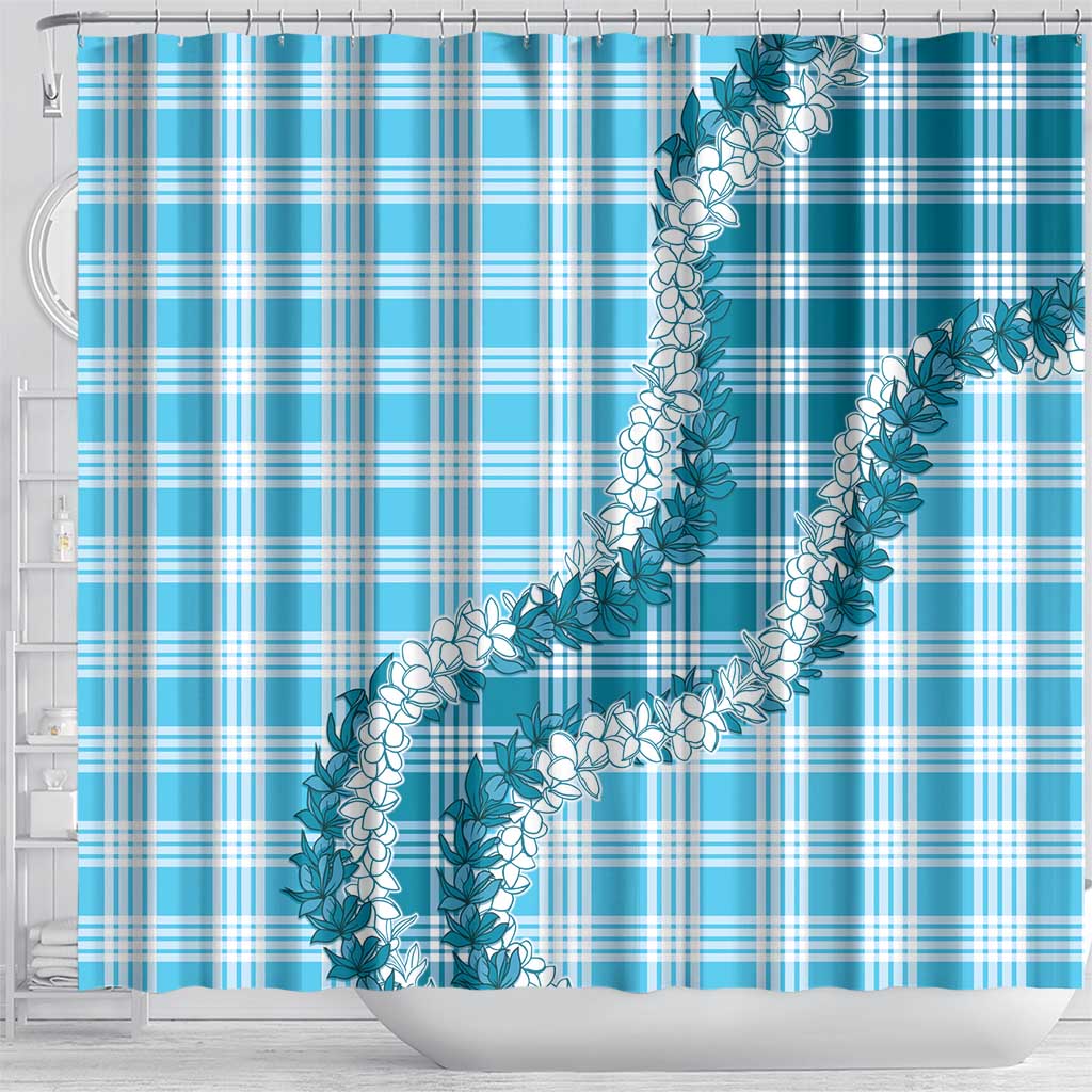 Blue Hawaii Palaka Shower Curtain Hawaiian Honohono Lei LT05 - Polynesian Pride
