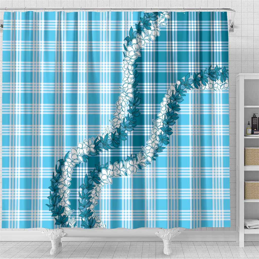 Blue Hawaii Palaka Shower Curtain Hawaiian Honohono Lei LT05 - Polynesian Pride