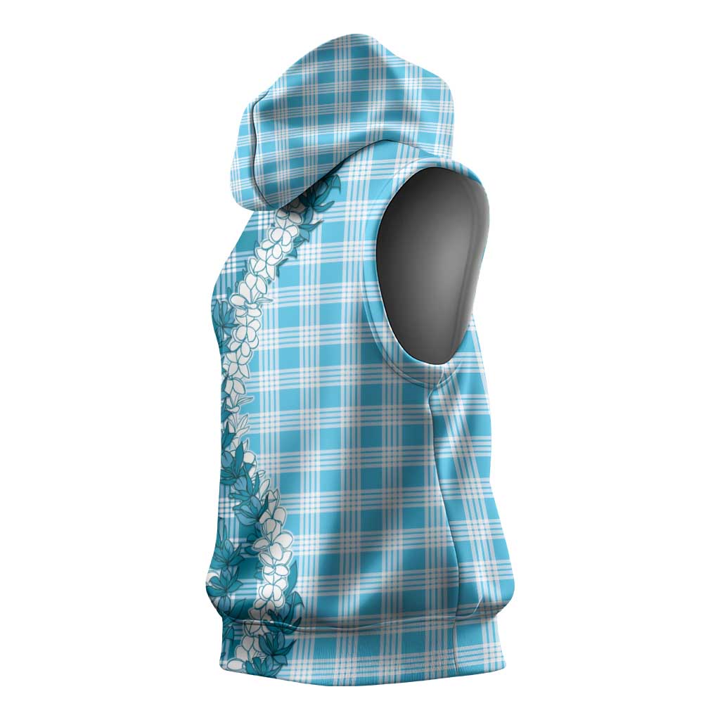 Blue Hawaii Palaka Sleeveless Hoodie Hawaiian Honohono Lei LT05 - Polynesian Pride