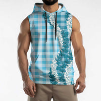 Blue Hawaii Palaka Sleeveless Hoodie Hawaiian Honohono Lei LT05 - Polynesian Pride