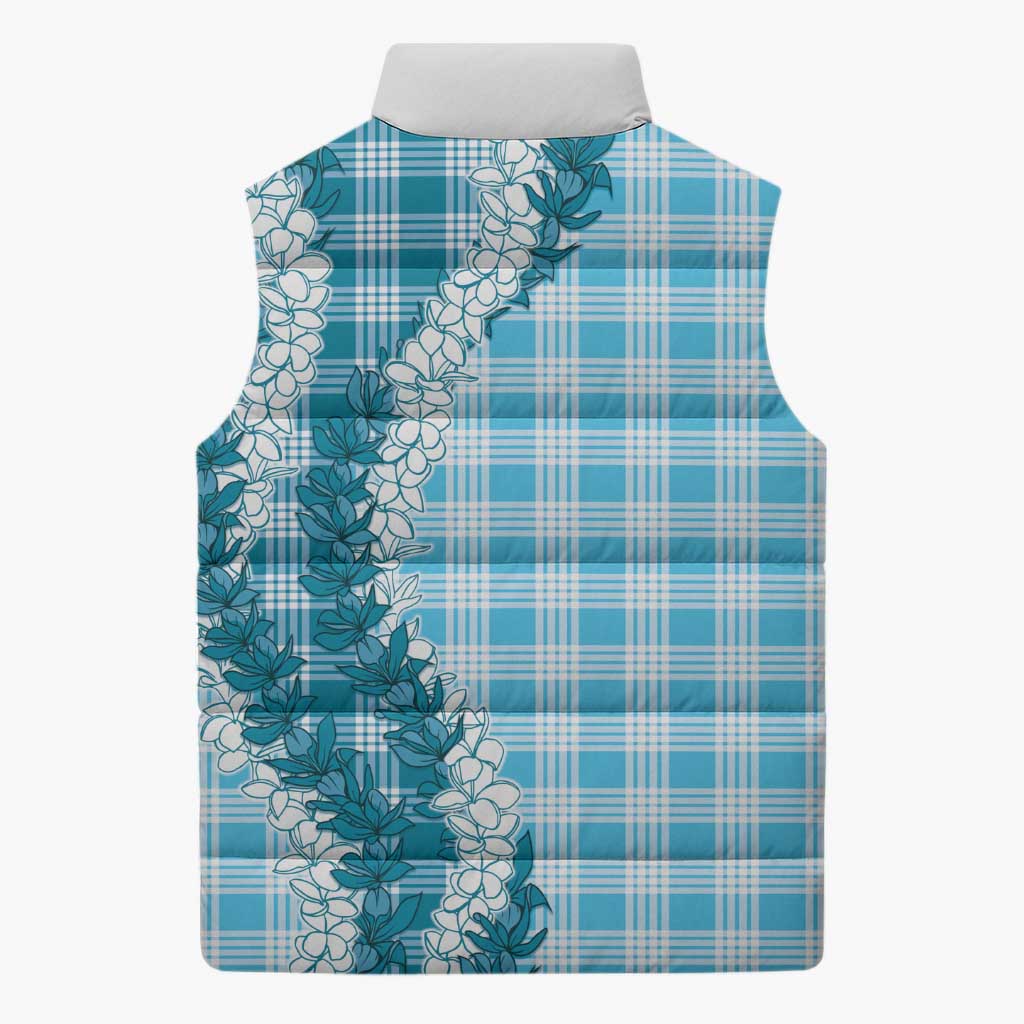 Blue Hawaii Palaka Sleeveless Puffer Jacket Hawaiian Honohono Lei LT05 - Polynesian Pride