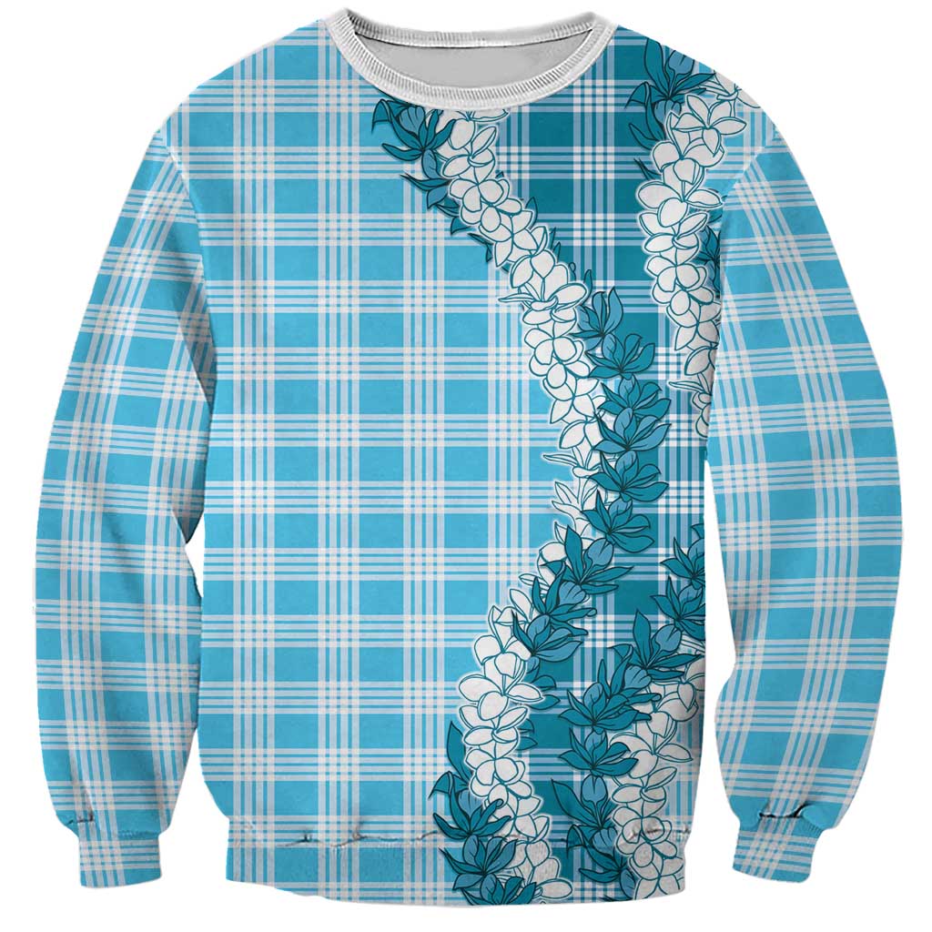 Blue Hawaii Palaka Sweatshirt Hawaiian Honohono Lei LT05 Unisex Blue - Polynesian Pride