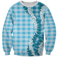 Blue Hawaii Palaka Sweatshirt Hawaiian Honohono Lei LT05 Unisex Blue - Polynesian Pride
